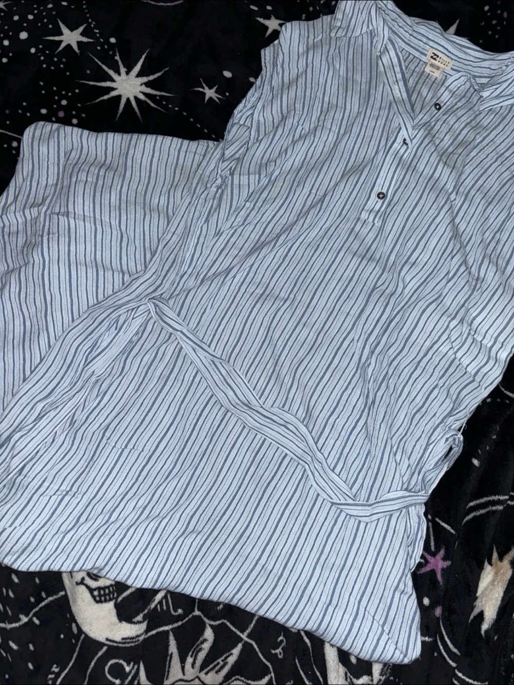 Billabong Light Blue and White Striped Sleeveless Dress